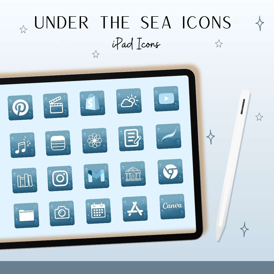 π Under the Sea Blue App Icon Pack