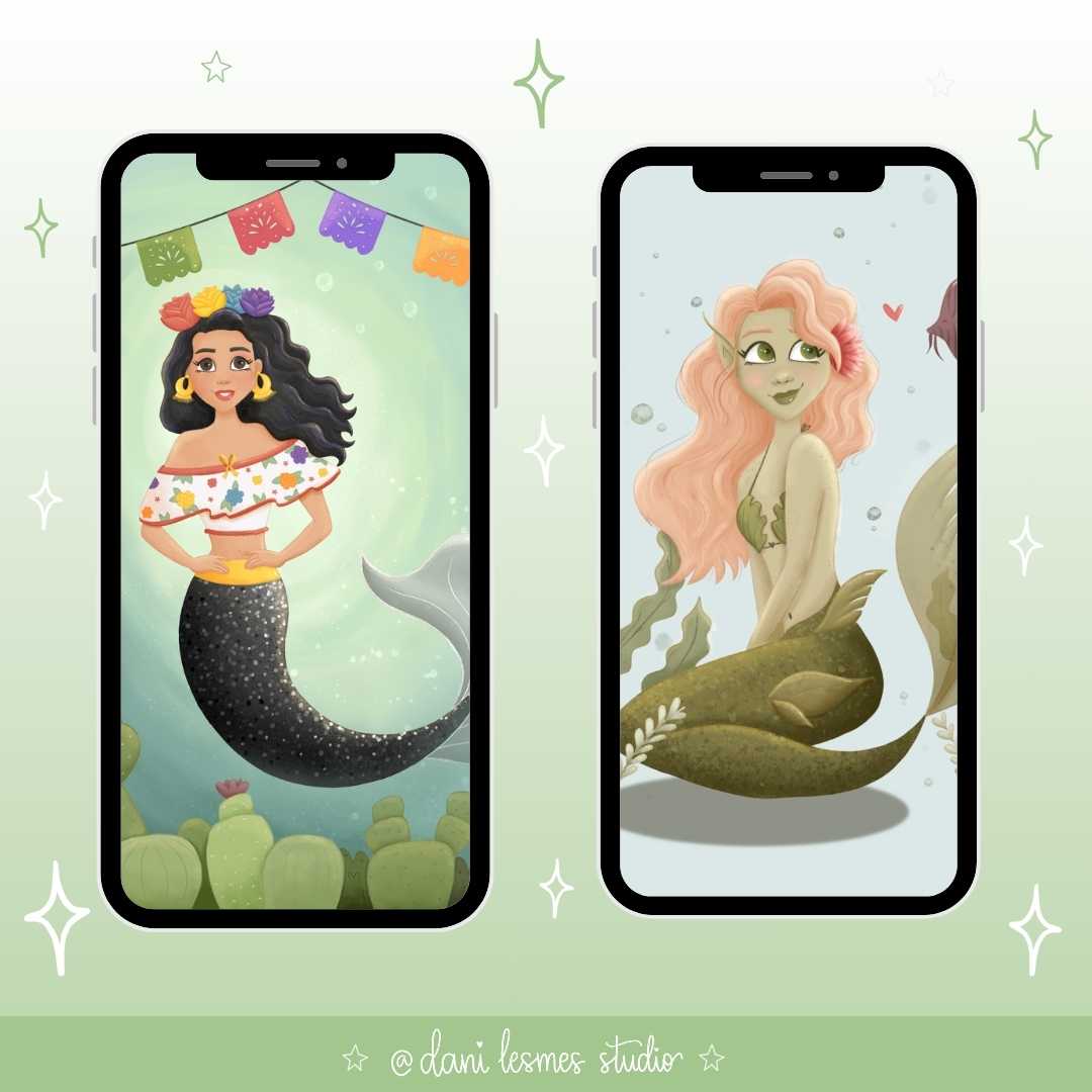 Personalized Mermaid Wall Art, Set of 2, Collection: Sun-kissed