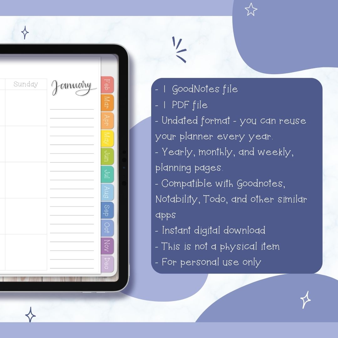 🌈  HAPPY Undated Digital Planner