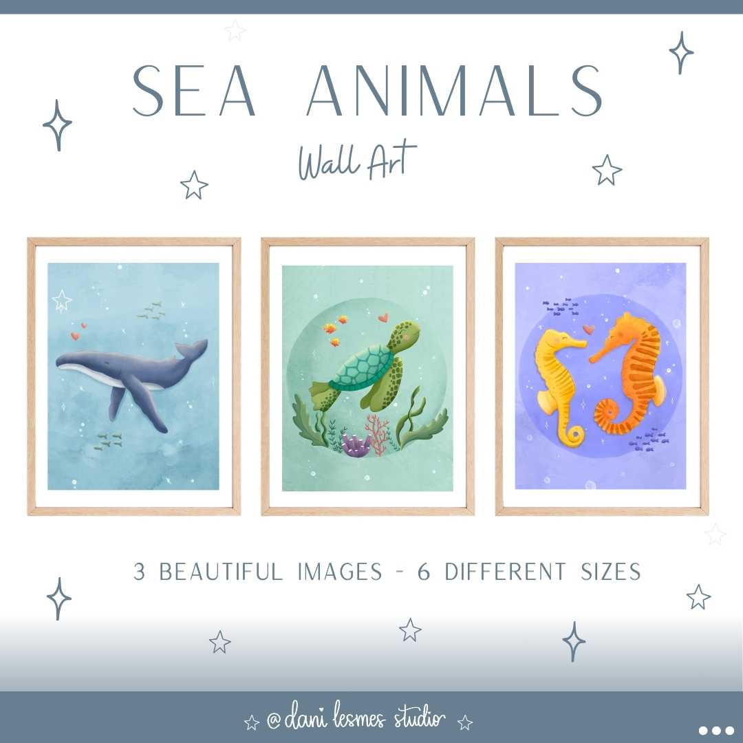 🐳 Sweet Sea Animals Wall Art *Set of 3*