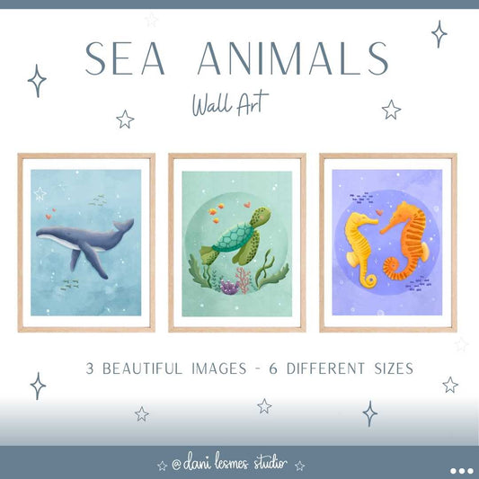 🐳 Sweet Sea Animals Wall Art *Set of 3*